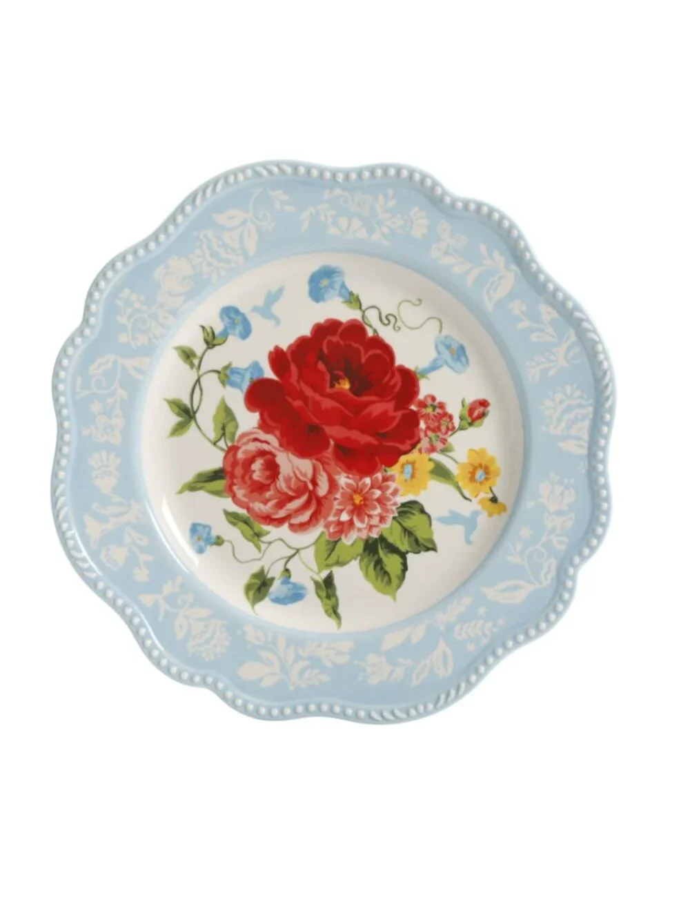 The Pioneer Woman Home Blue & Red Sweet Rose 12-Piece Floral Dinnerware Set